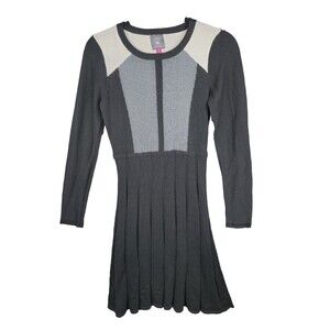 Vince Camuto Dress Womens XS Black White Colorblock Fit and Flare Pleated